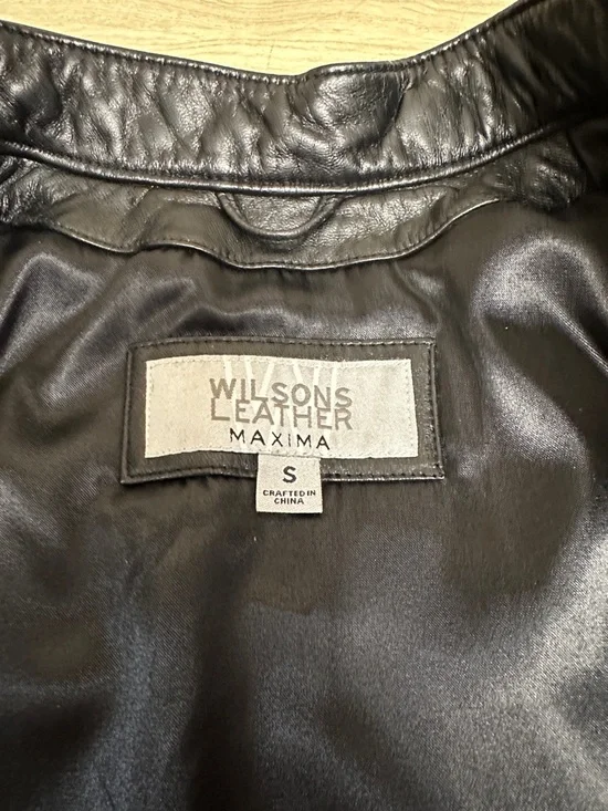 WILSONS LEATHER MAXIMA VINTAGE JACKET WHITE STRIPE/BLACK - S - Picture 3 of 4